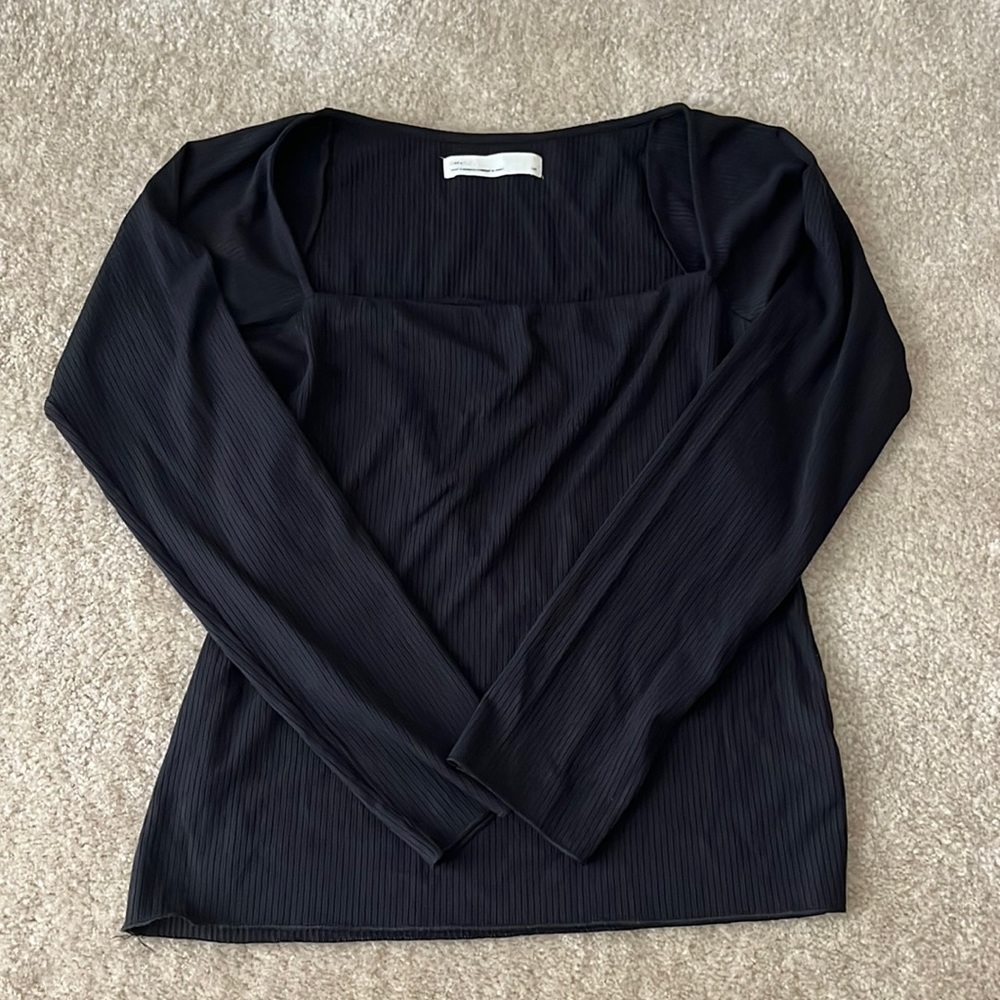 Oak + Fort Oak Refined Square Neck Long Sleeve Top